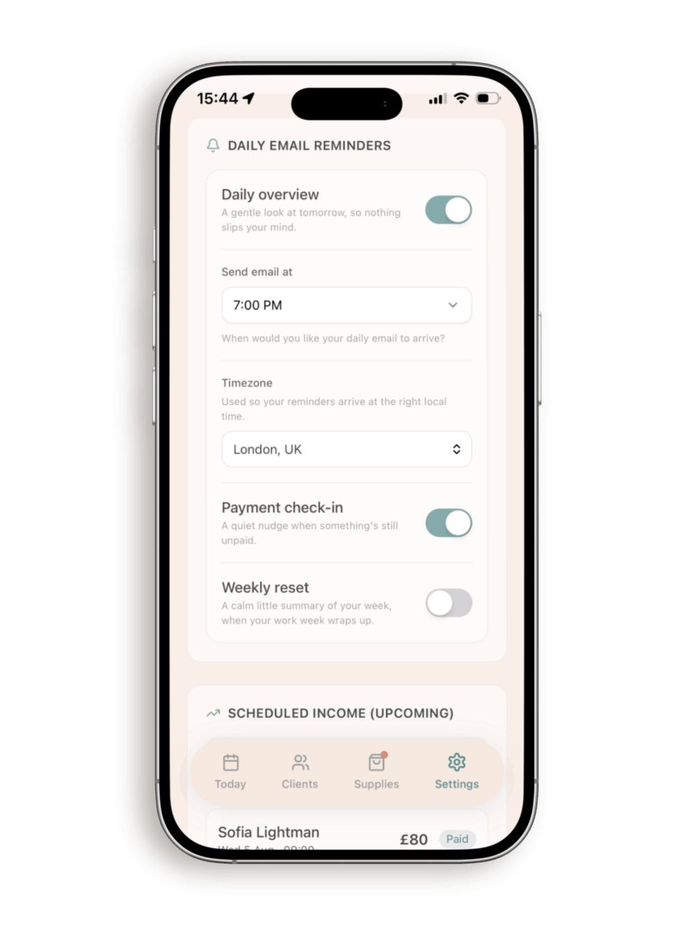 Cleaning supplies checklist and running low inventory in the La Casa Clean app.